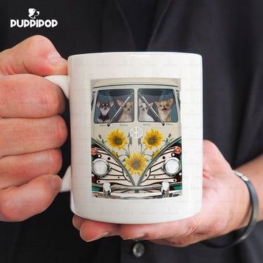 Custom Dog Mug - Personalized Chihuahua On A Car Gift For Dad - White Mug